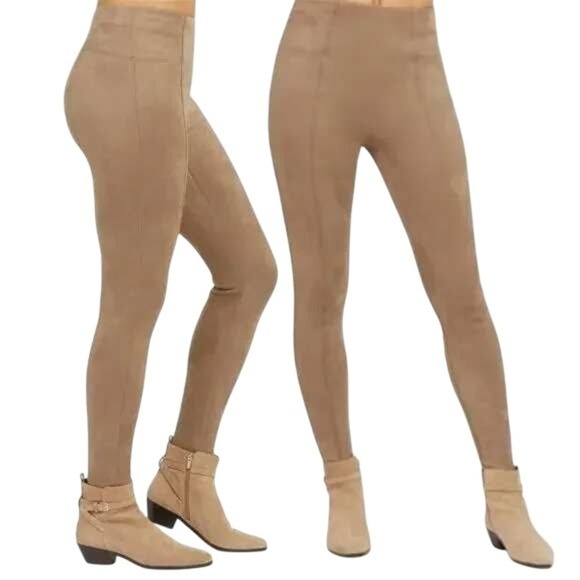 Spanx Womens Plus Size 2X Faux Suede Leggings Pants in Tan Camel - Picture 1 of 14
